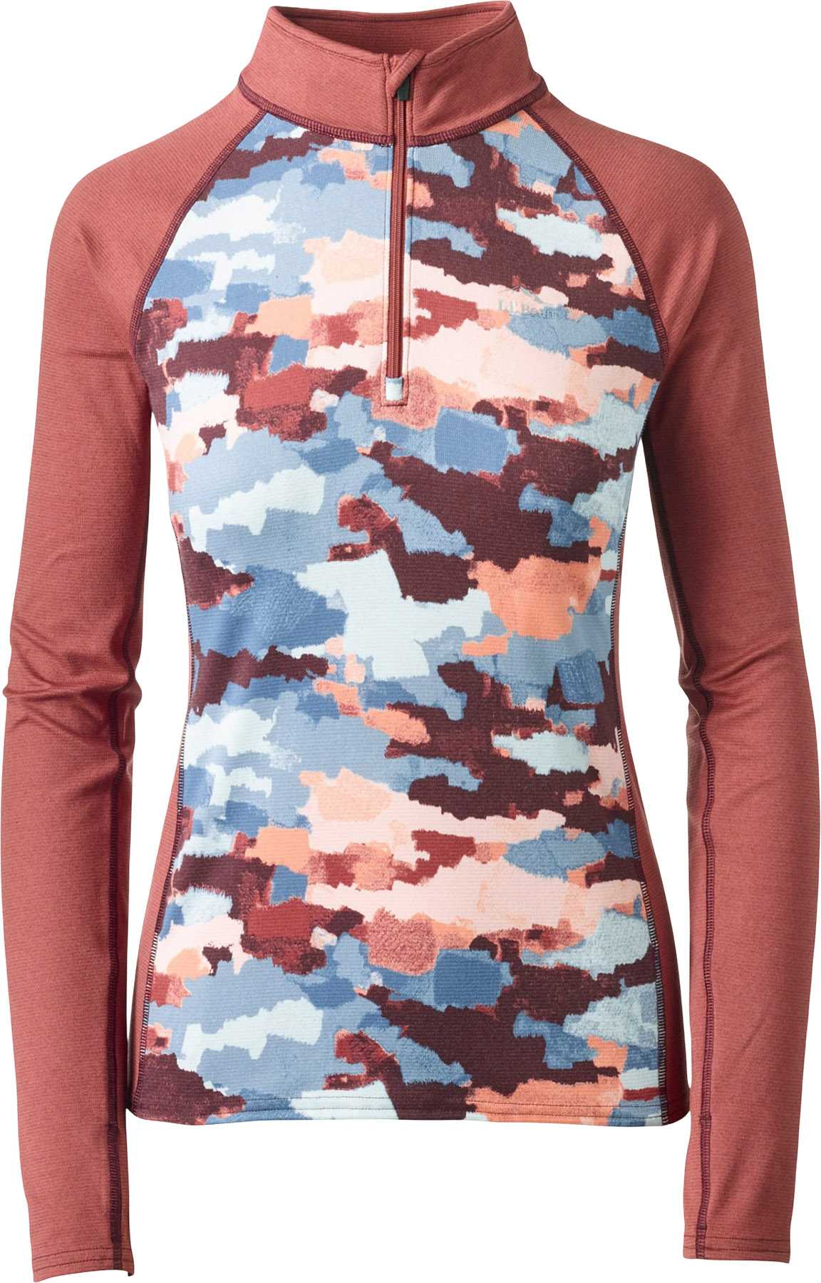 Product image for L.L.Bean Midweight Printed 1/4 Zip Base Layer Top - Women's