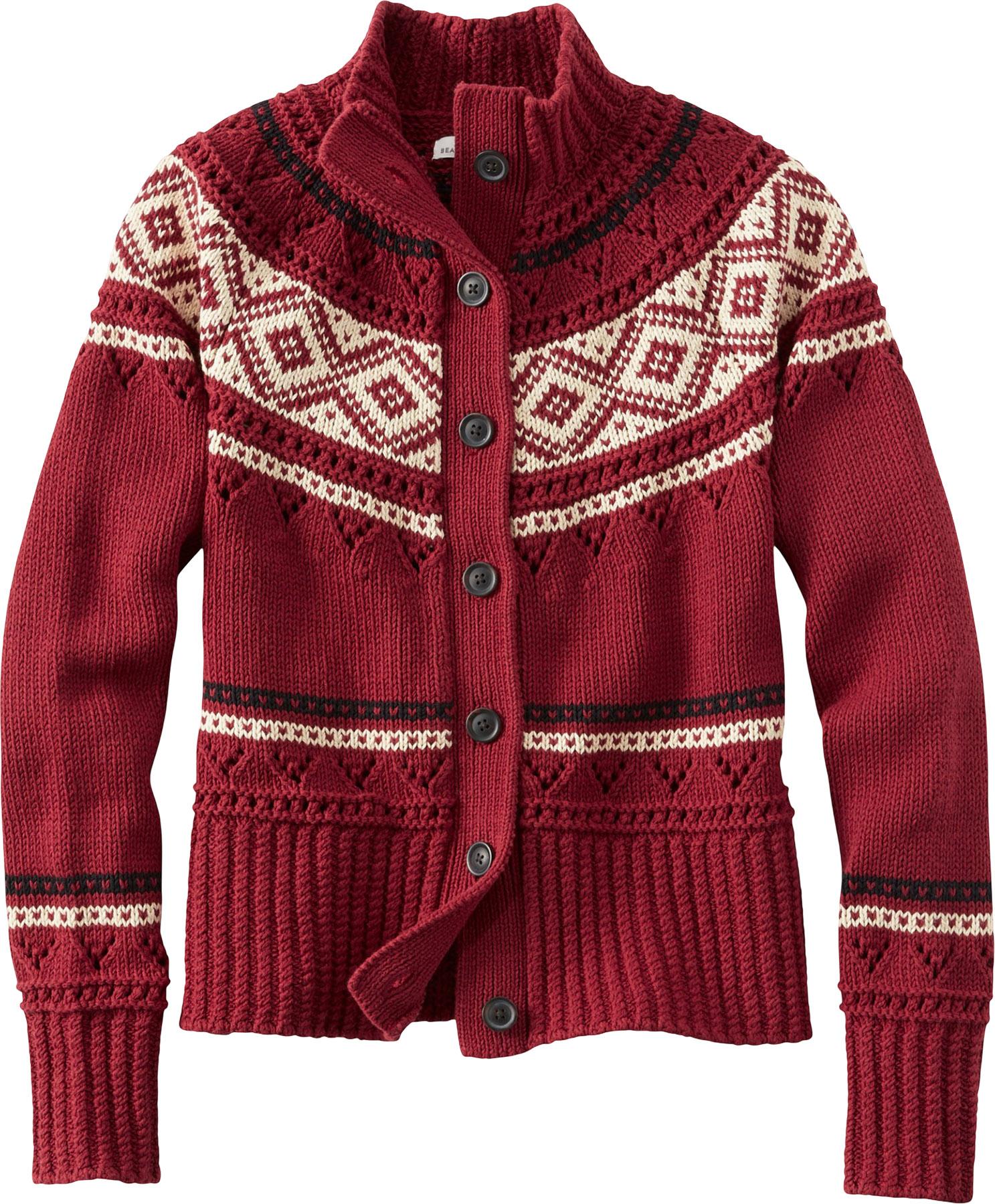 Product gallery image number 1 for product Signature Cotton Fisherman Fair Isle Short Cardigan Sweater - Women's