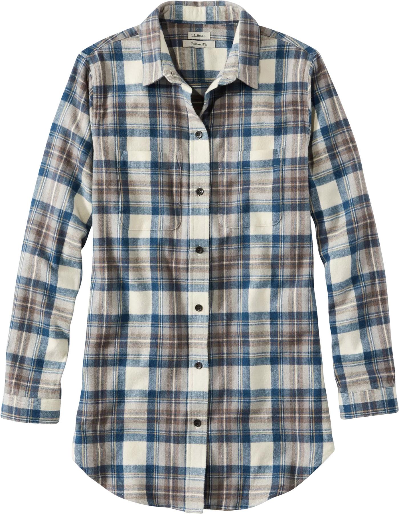 Image de produit pour Tunique de style chemise en flanelle à carreaux écossais - Femme