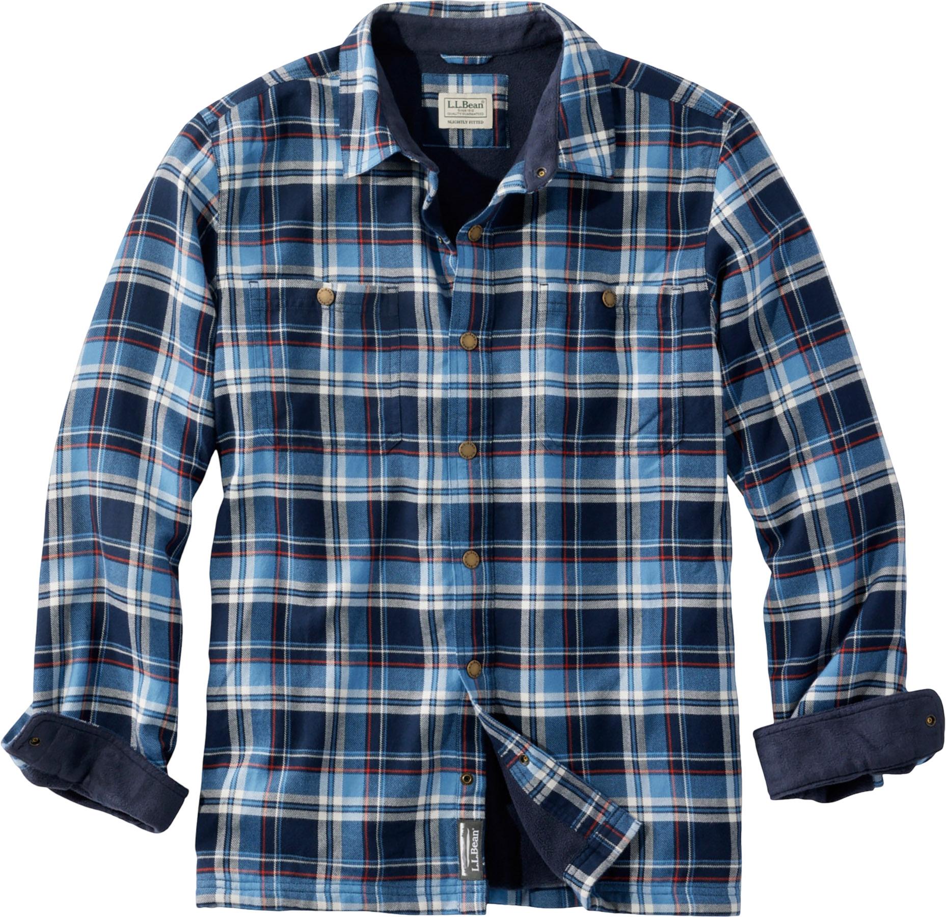 Product image for Fleece-Lined Snap Front Slightly Fitted Flannel Shirt - Men's