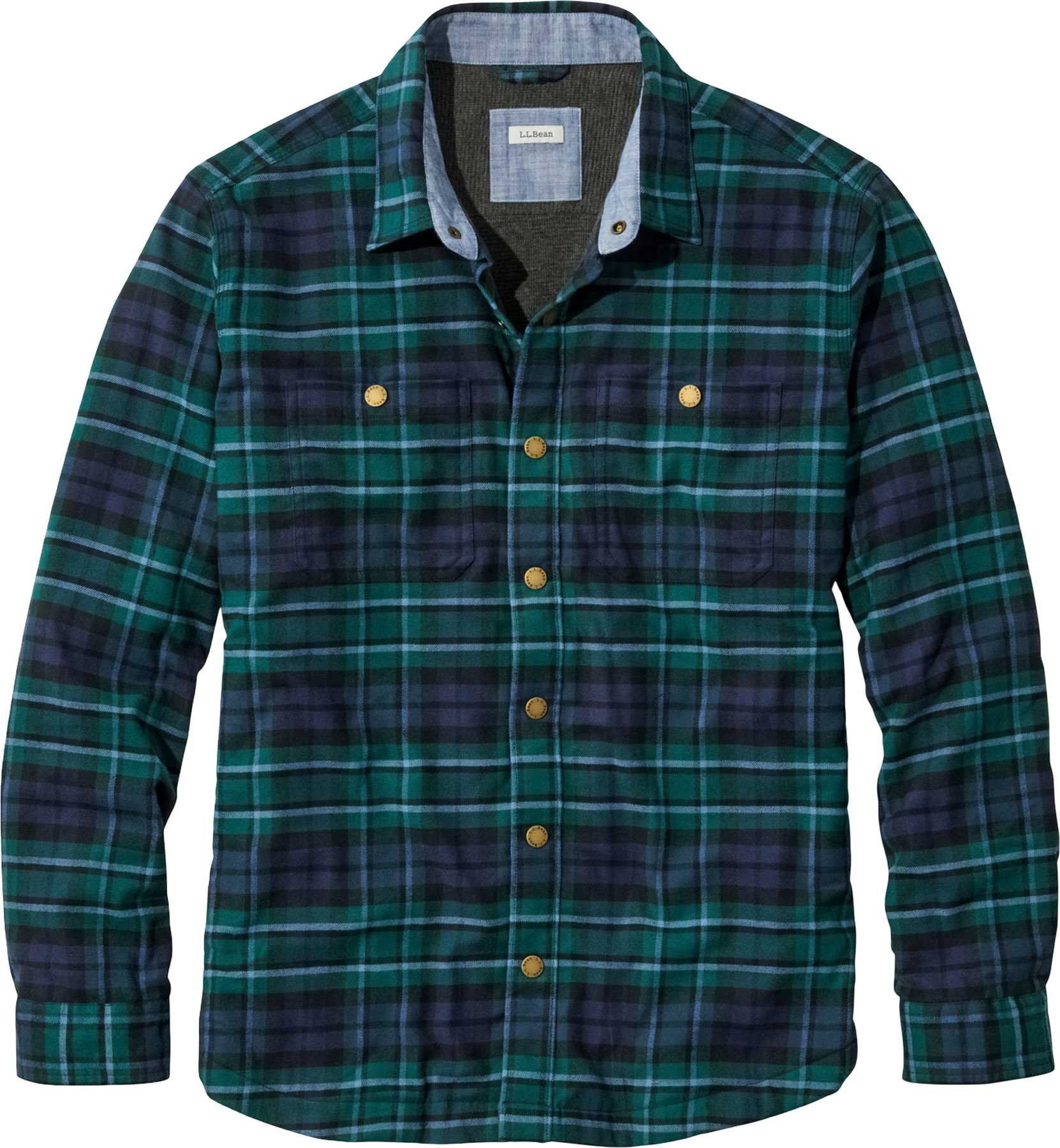Product image for BeanFlex All-Season Traditional Untucked Fit Waffle-Lined Flannel Shirt - Men's