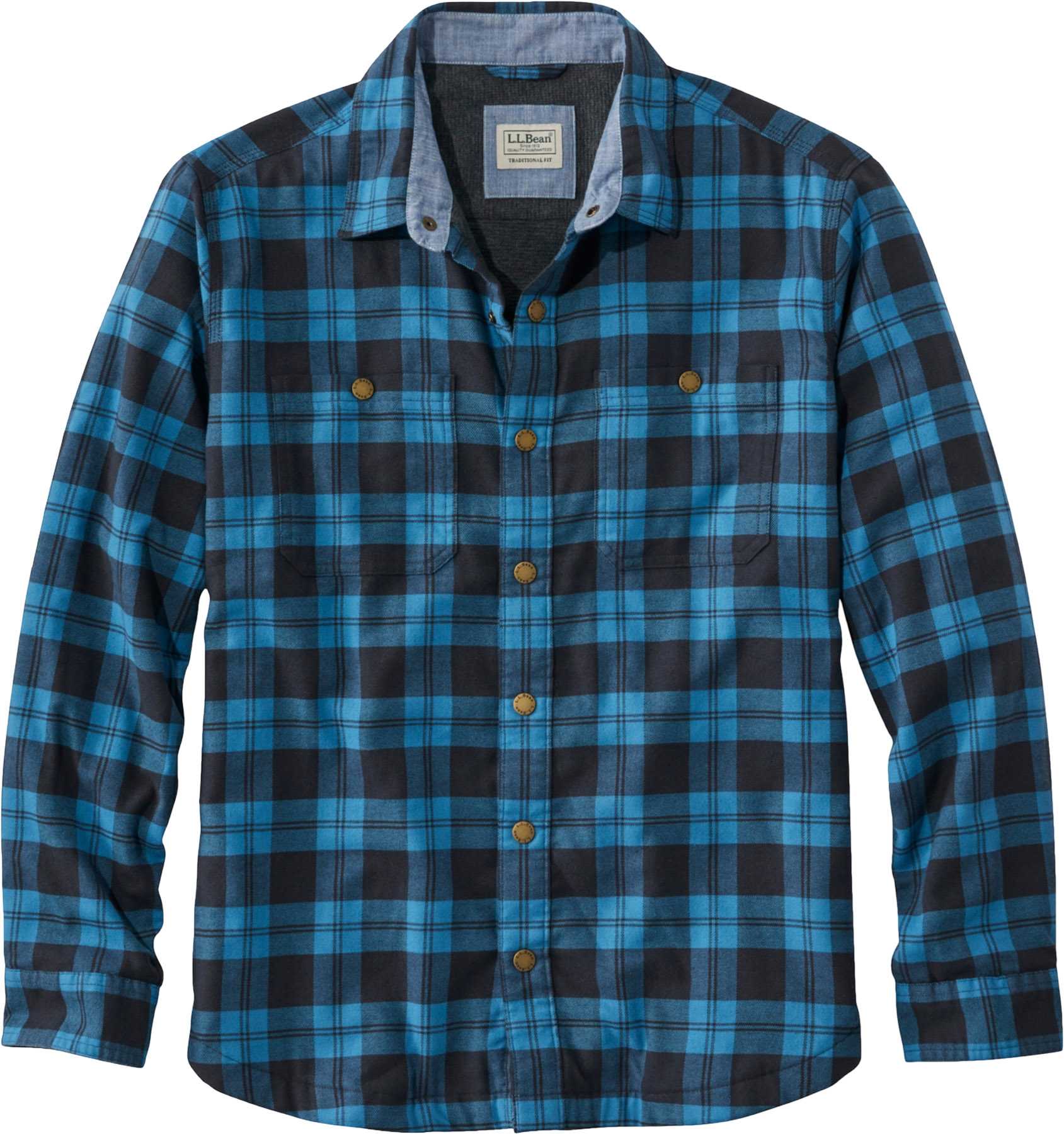 Product image for BeanFlex All-Season Traditional Untucked Fit Waffle-Lined Flannel Shirt - Men's