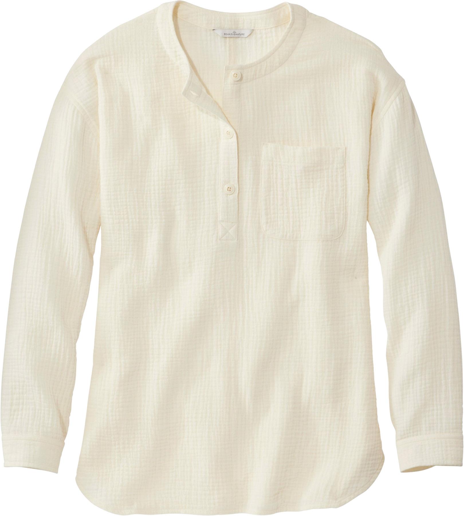 Product gallery image number 1 for product Signature Cotton Gauze Double-Weave Long-Sleeve Henley Shirt - Women's