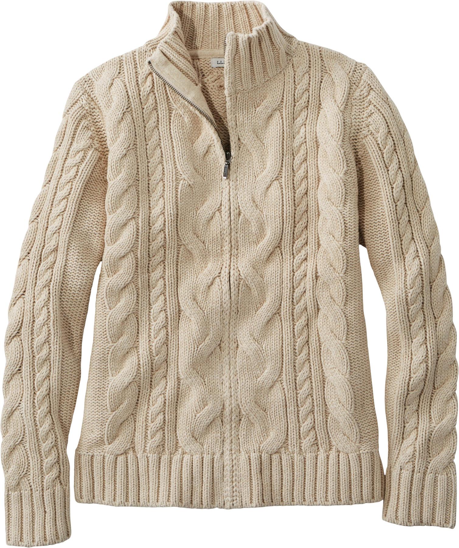 Product image for Double L Cable Zip Cardigan Sweater - Women's