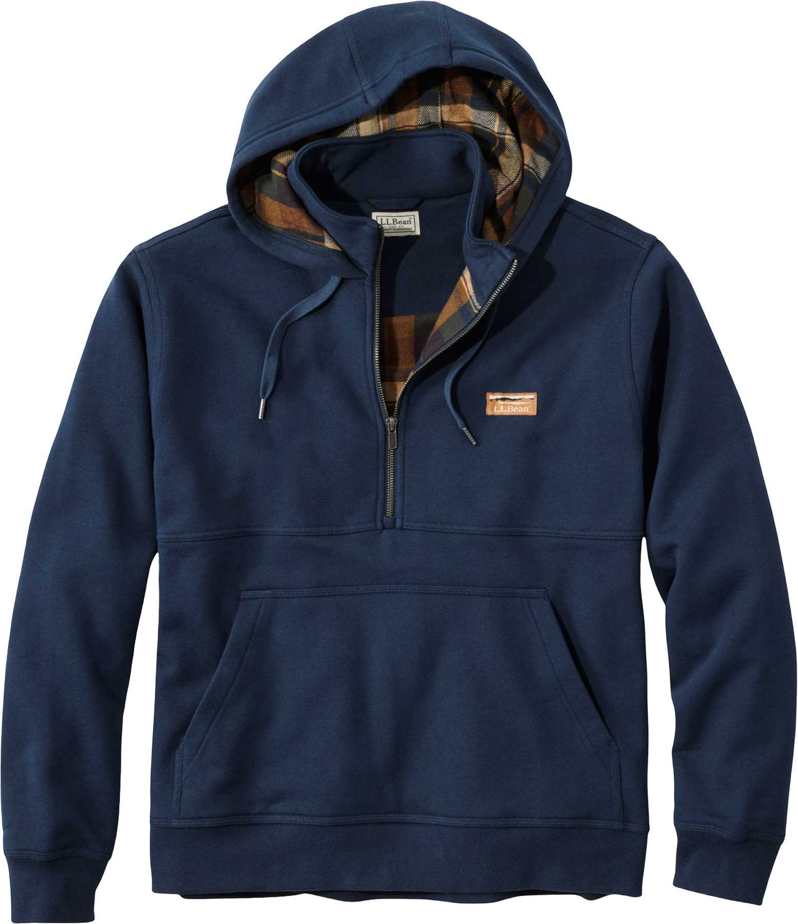 Product image for Katahdin Iron Works Flannel-Lined Half-Zip Hooded Sweatshirt - Men's