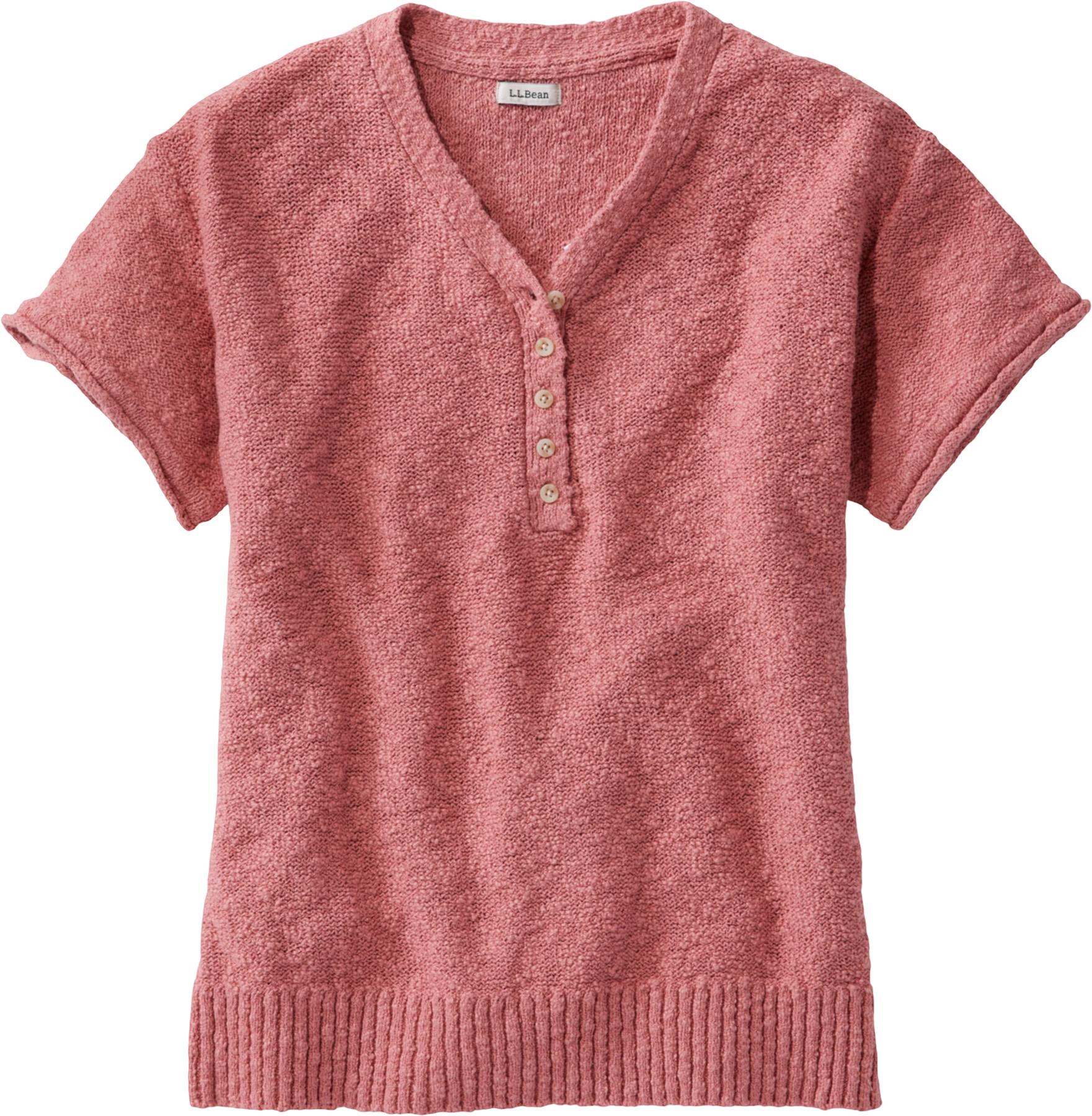 Image de produit pour Chandail à col boutonné à manches courtes en coton à fil flammé mi-épais - Femme