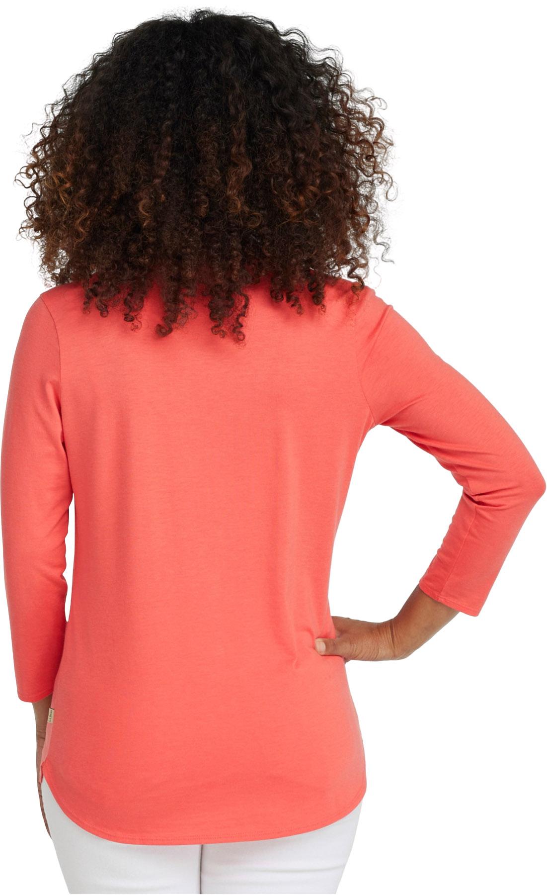 Product gallery image number 2 for product Soft Stretch Supima-Blend V-Neck Three-Quarter Sleeve T-Shirt - Women's