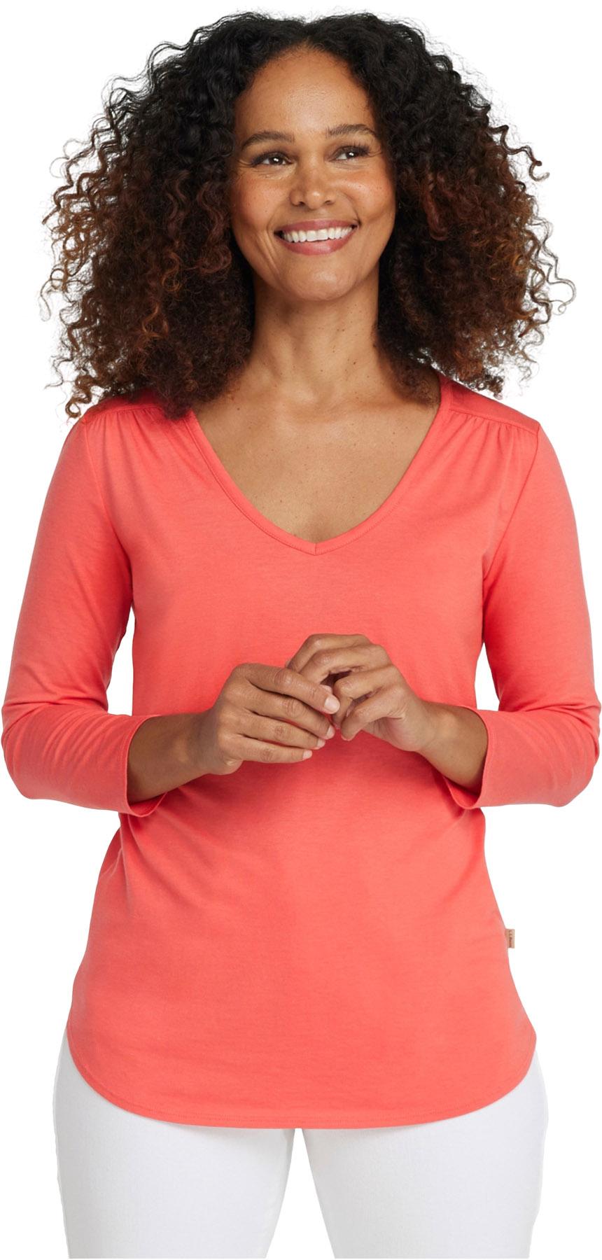 Product gallery image number 3 for product Soft Stretch Supima-Blend V-Neck Three-Quarter Sleeve T-Shirt - Women's