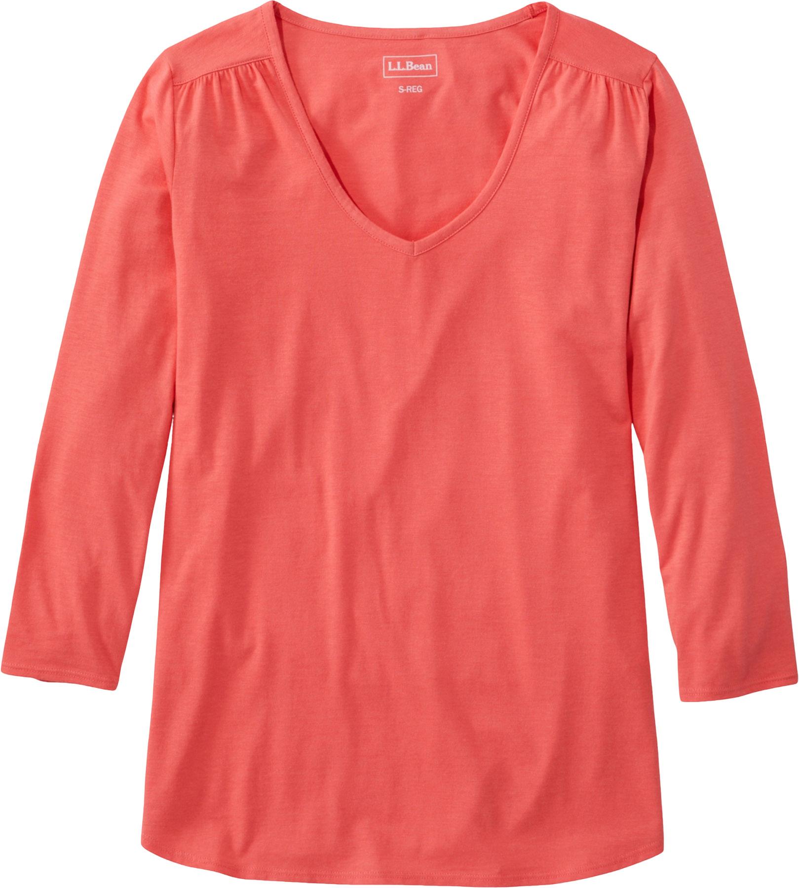 Product image for Soft Stretch Supima-Blend V-Neck Three-Quarter Sleeve T-Shirt - Women's