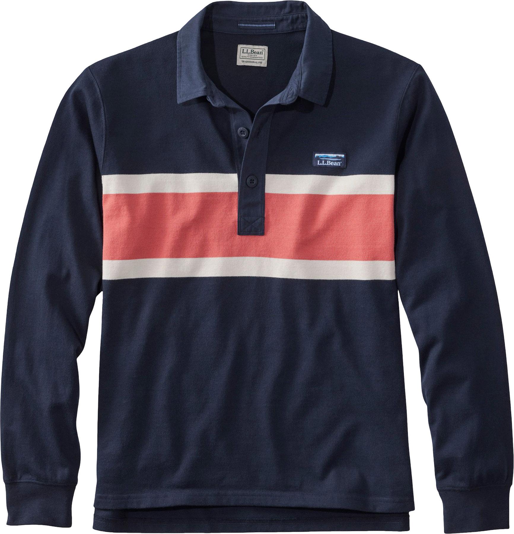 Product image for Bean's Vintage Soft Chest Stripe Long Sleeve Rugby Polo - Men's