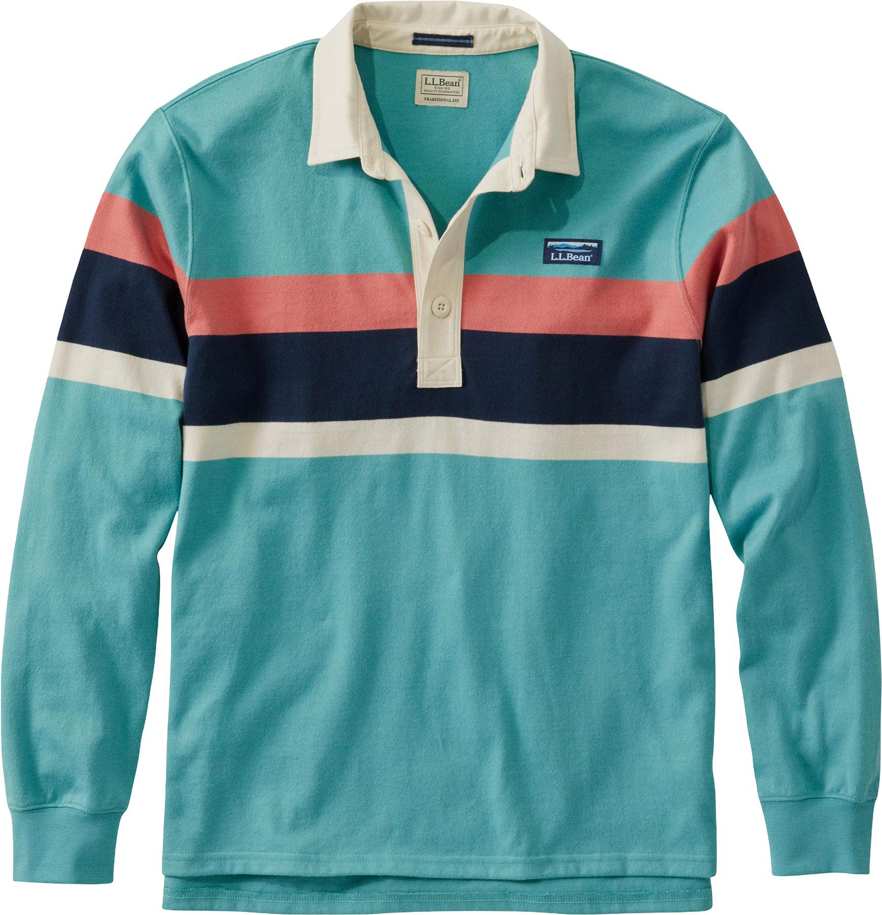 Product image for Bean's Vintage Soft Chest Stripe Long Sleeve Rugby Polo - Men's