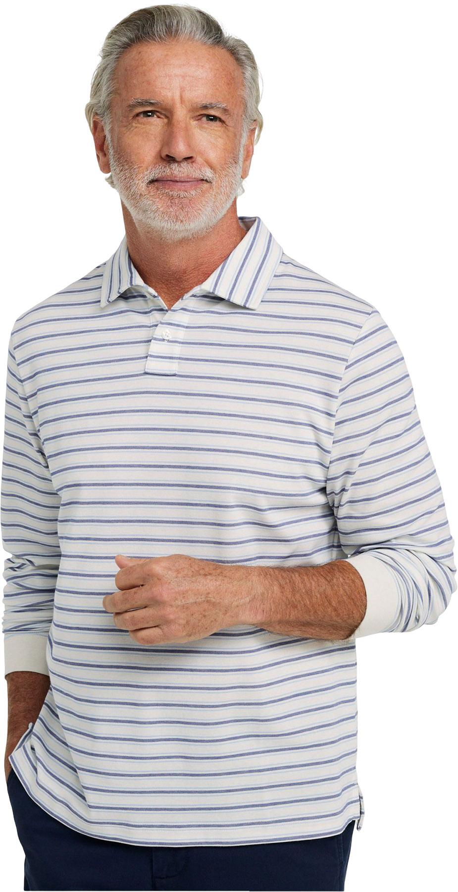 Product gallery image number 3 for product Comfort Stretch Performance Long Sleeve Stripe Polo - Men's