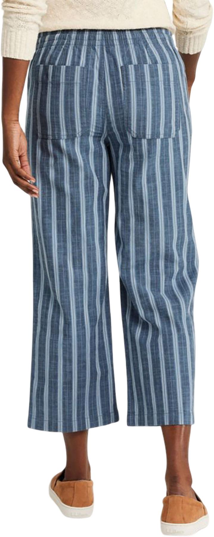 Product gallery image number 4 for product Pantalon chino à enfiler rayé écourté à taille mi-haute et jambes larges Lakewashed - Femme 