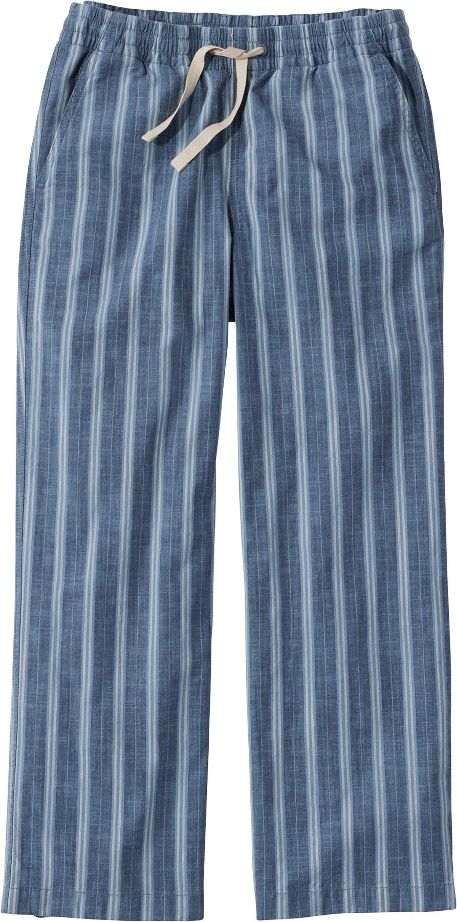 Product image for Pantalon chino à enfiler rayé écourté à taille mi-haute et jambes larges Lakewashed - Femme 