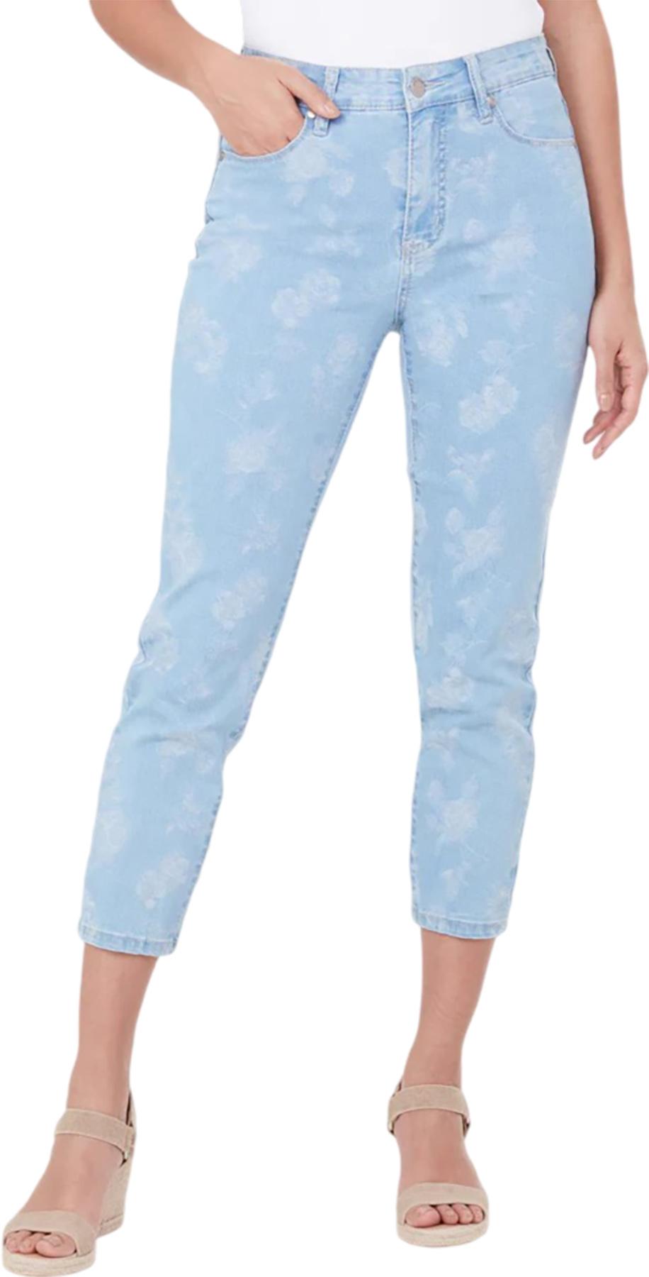 Product gallery image number 3 for product GIGI 7/8 Bleach Blue Floral  Jeans