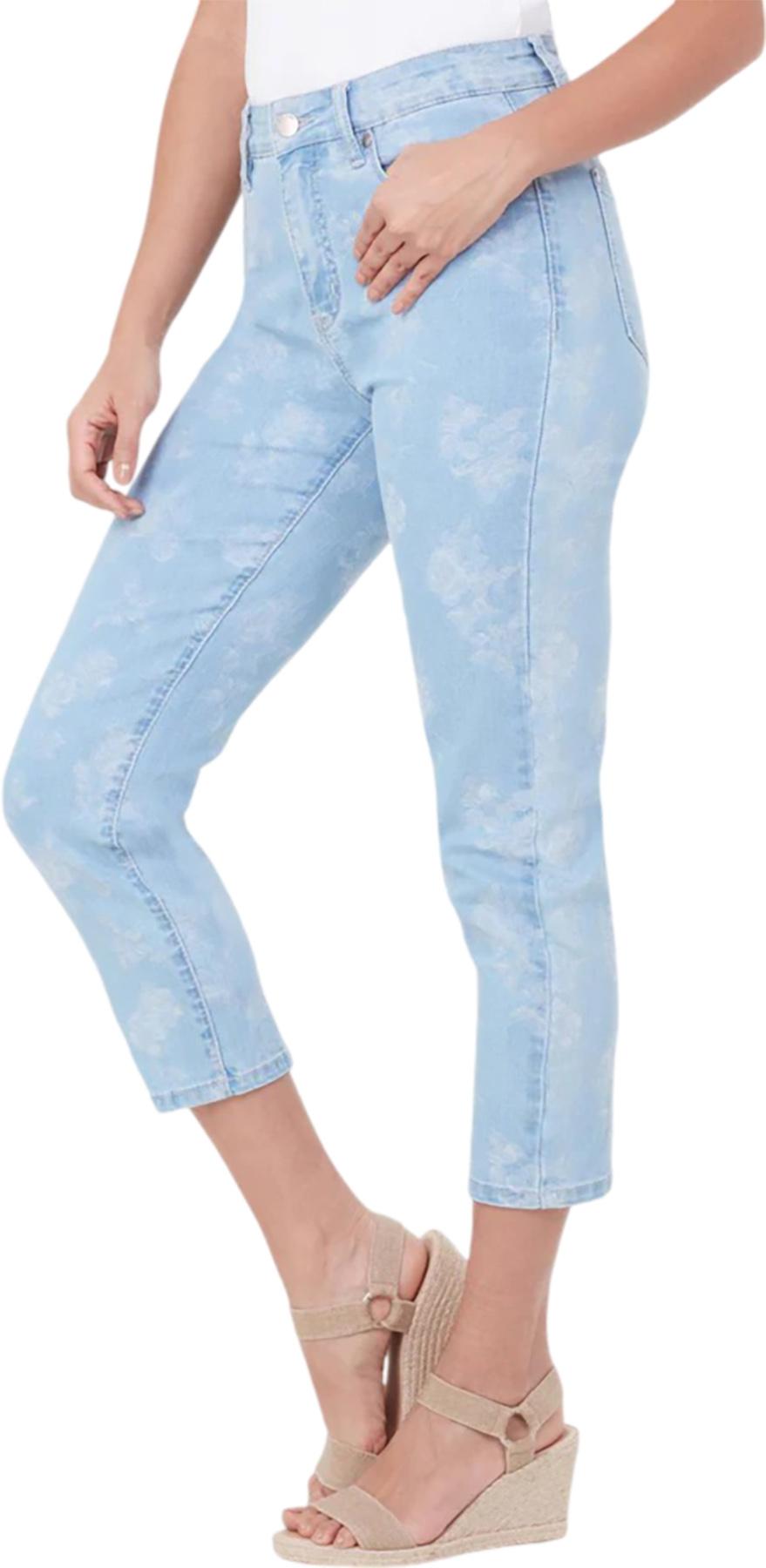 Product gallery image number 4 for product GIGI 7/8 Bleach Blue Floral  Jeans
