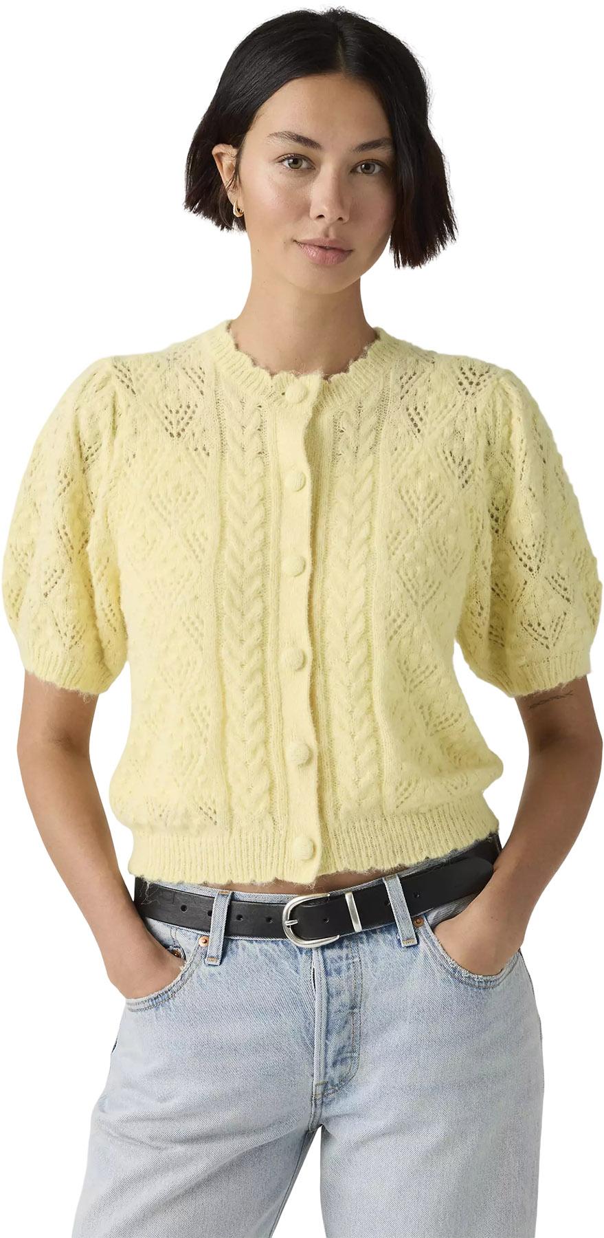 Product gallery image number 4 for product Cardigan à manches courtes en pointelle Pauline - Femme