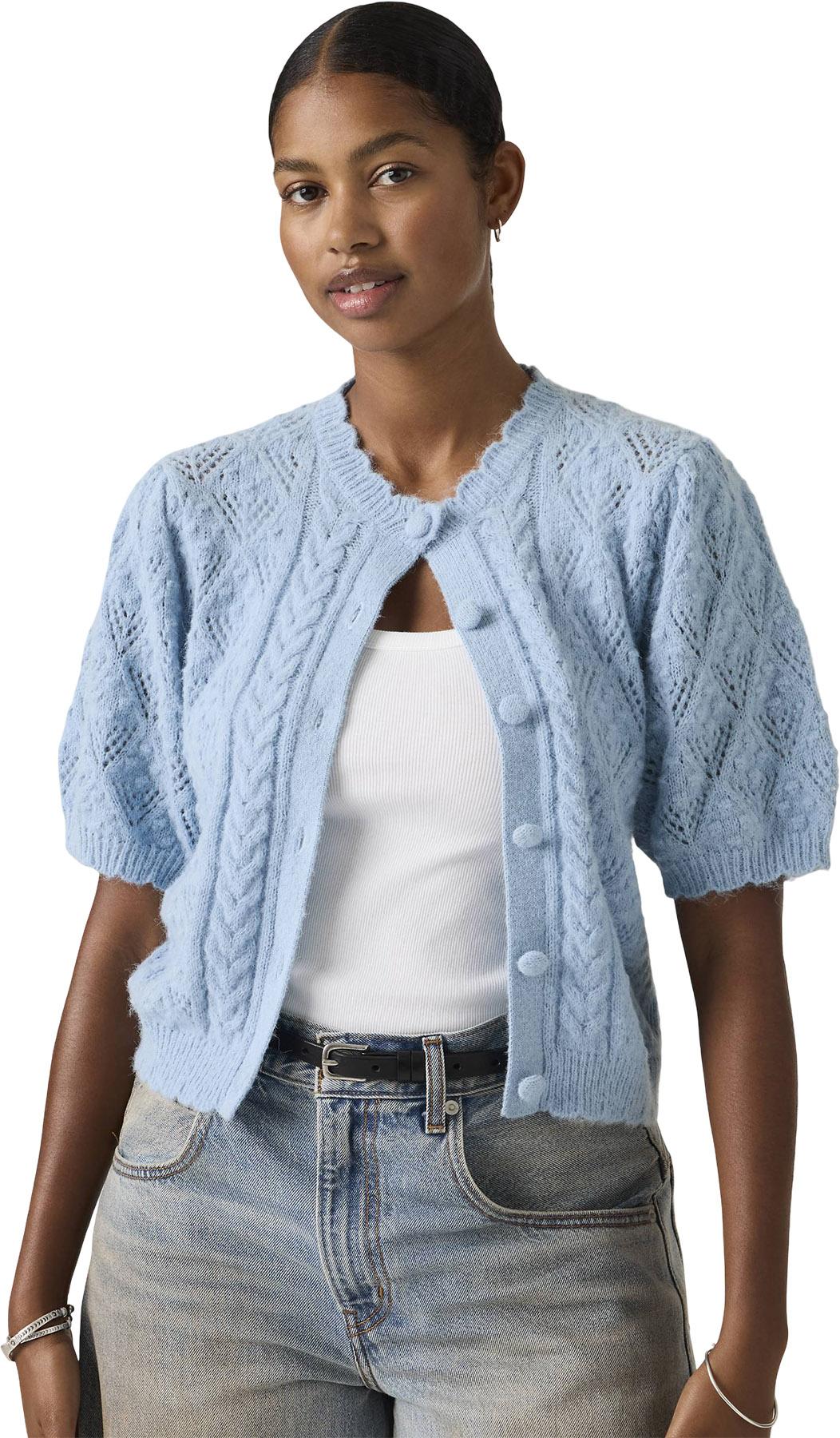 Product gallery image number 6 for product Pauline Pointelle Short Sleeve Cardigan - Women's