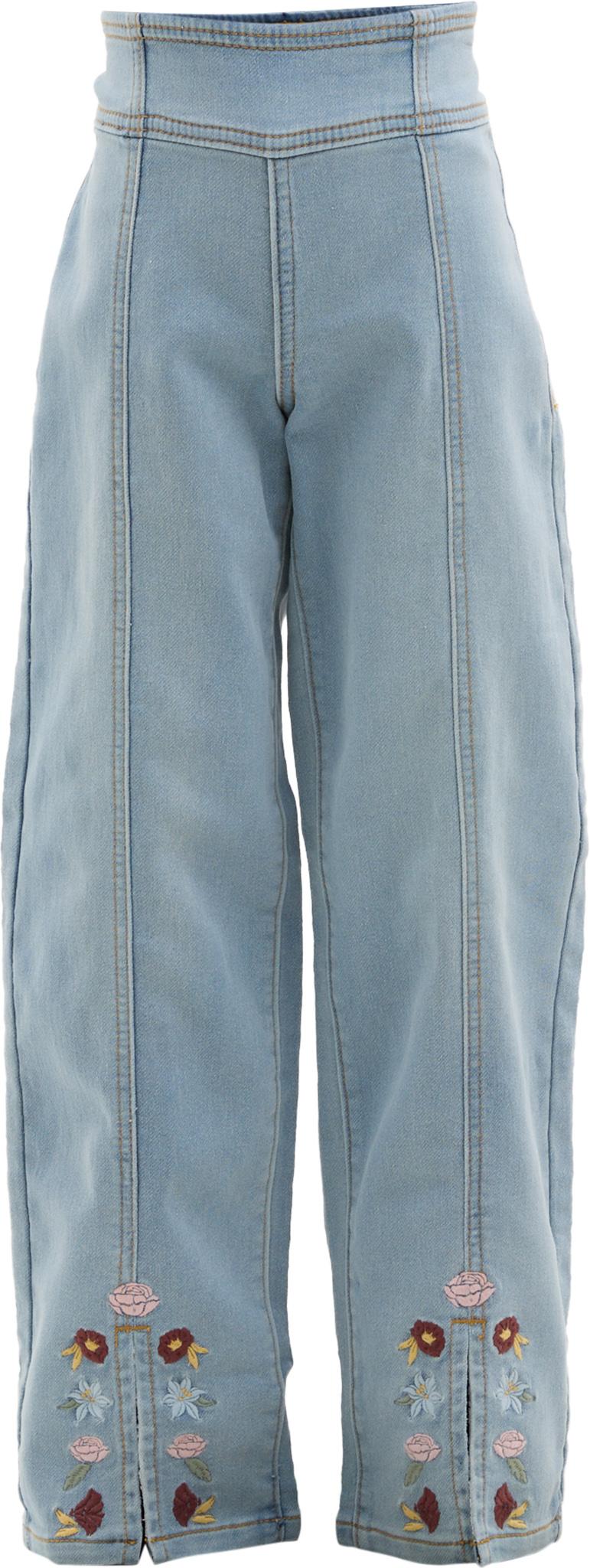 Product image for Jean ample à fente et broderie florale - Jeune