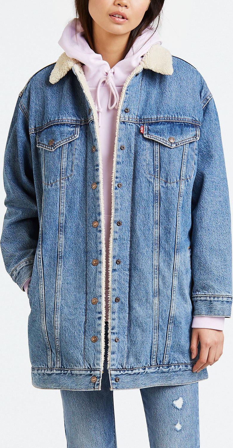 Product gallery image number 1 for product Lengthened Sherpa Trucker Jacket - Women's