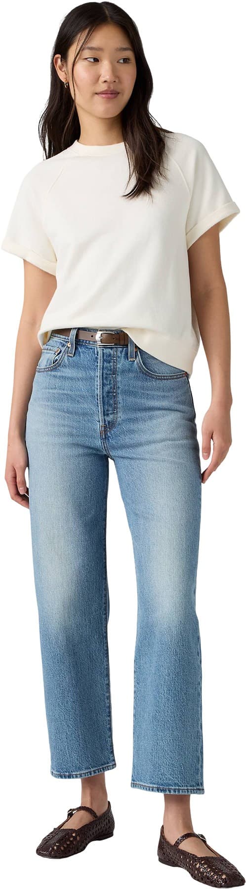 Numéro de l'image de la galerie de produits 3 pour le produit Jean écourté à jambe droite Ribcage - Femme