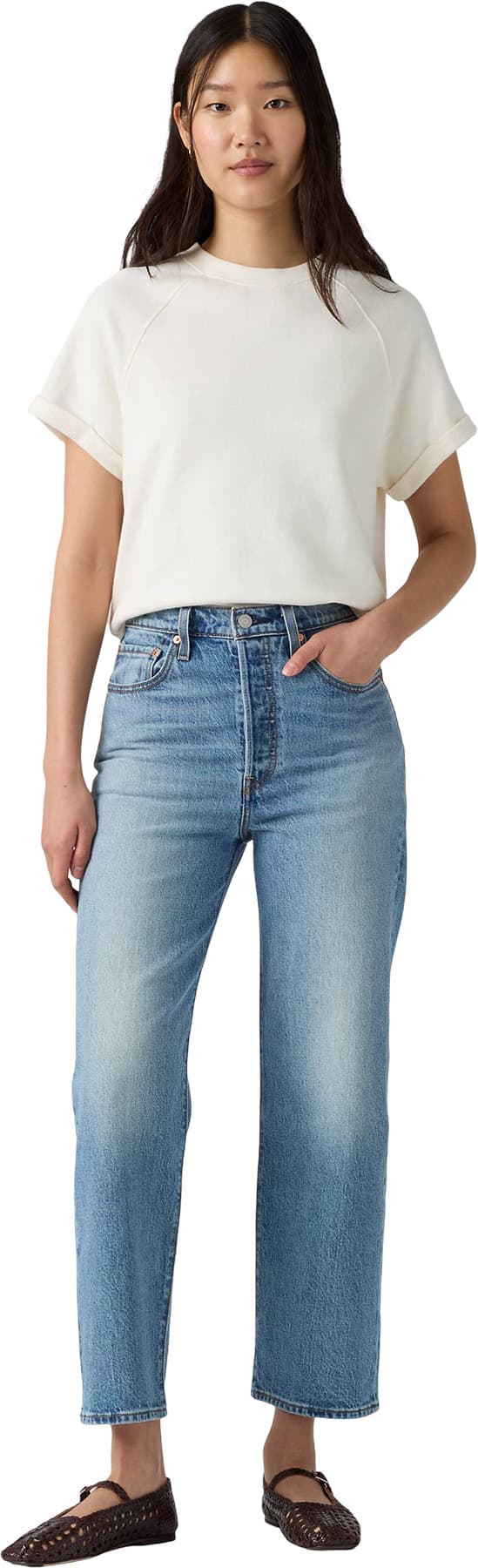Numéro de l'image de la galerie de produits 4 pour le produit Jean écourté à jambe droite Ribcage - Femme