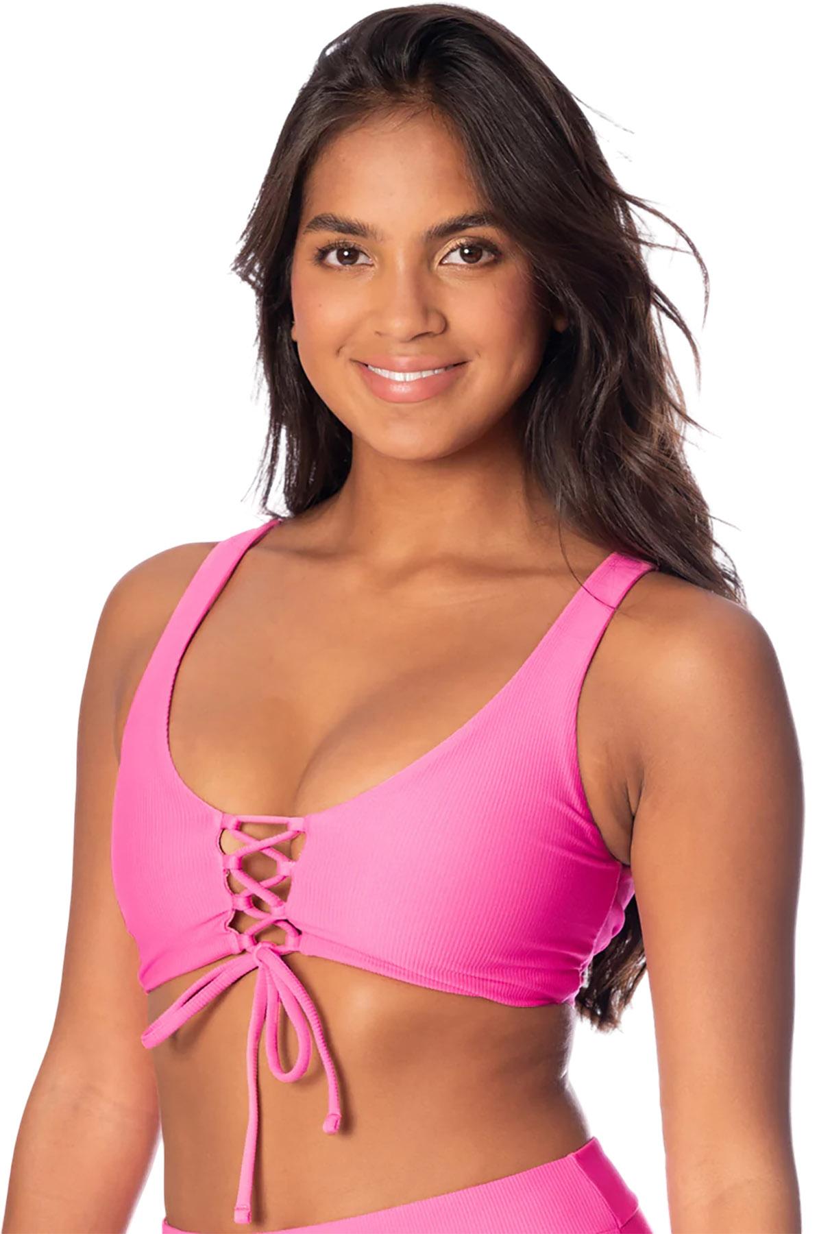 Product gallery image number 3 for product Allure Radiant Pink Long Line Triangle Bikini Top - Women's
