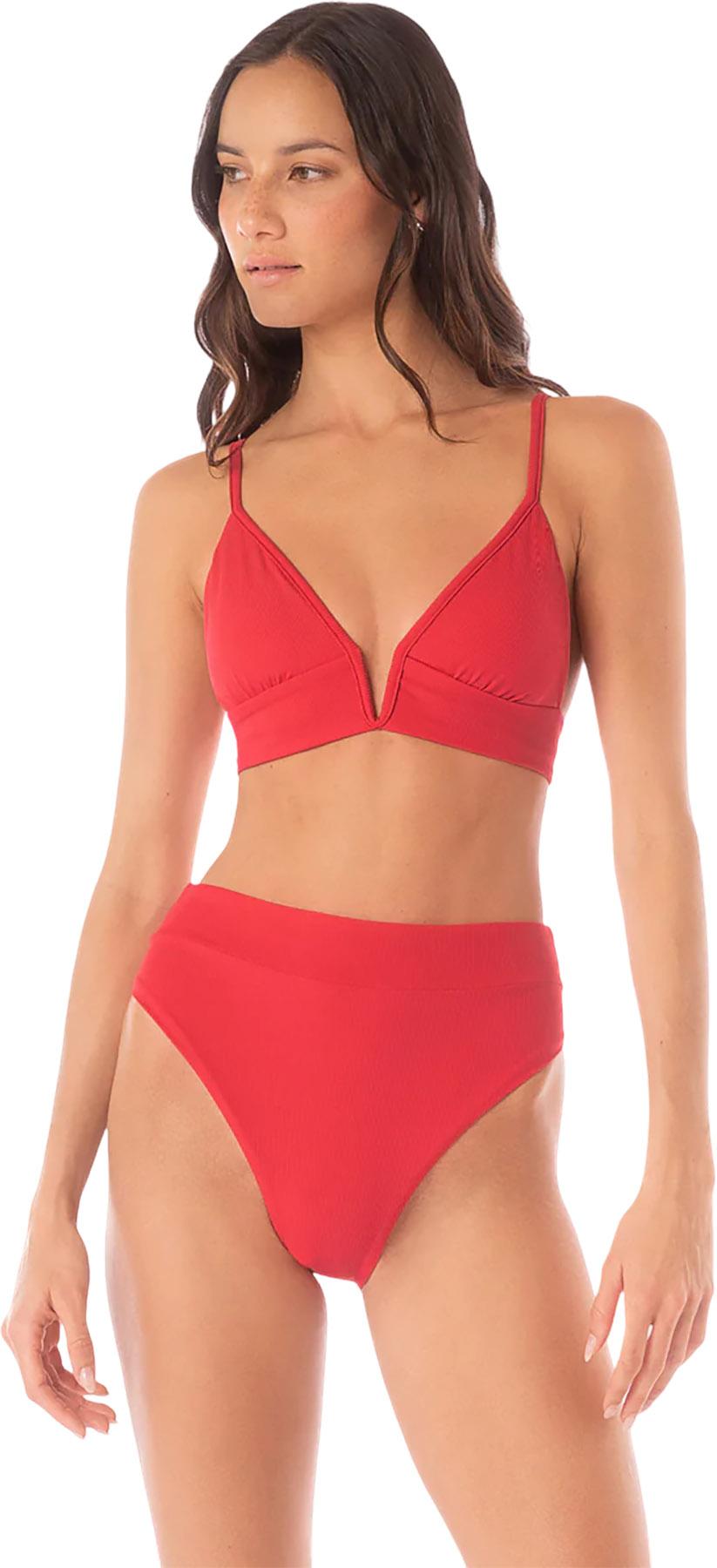 Product gallery image number 4 for product Parade Red Camelia Long Line Triangle Bikini Top - Women's