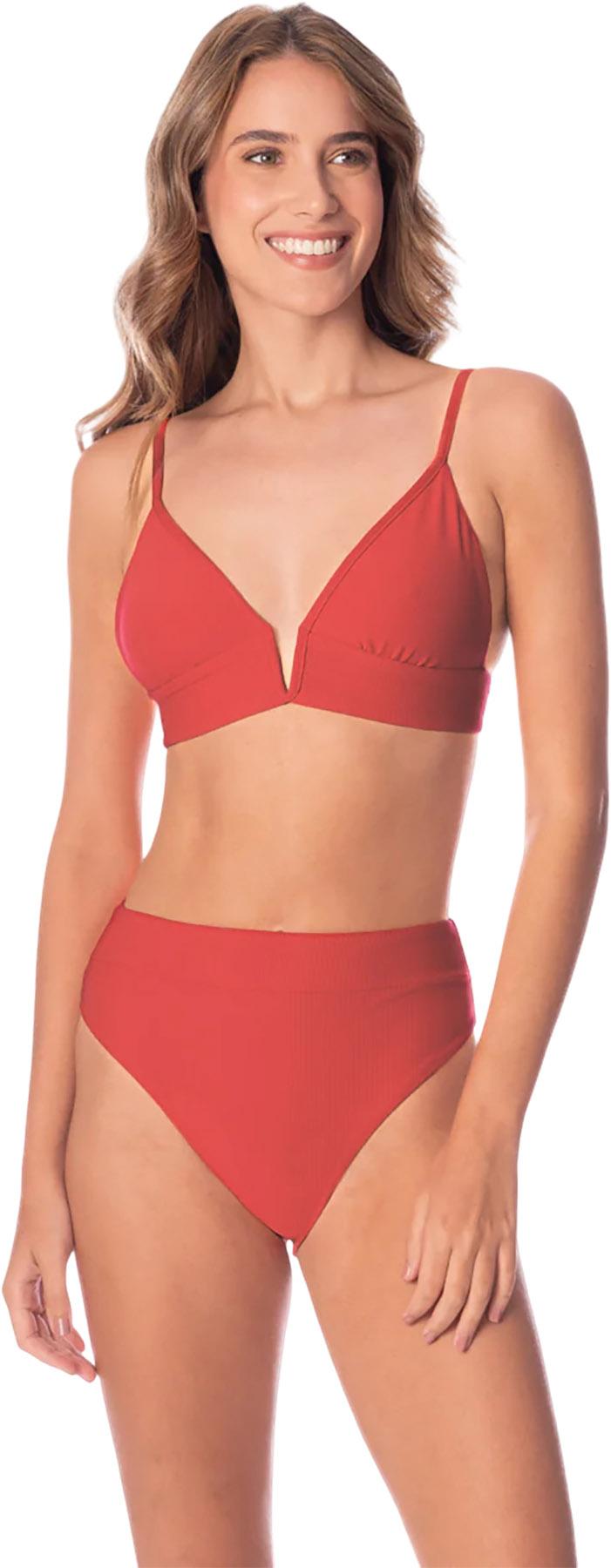 Product image for Parade Red Camelia Long Line Triangle Bikini Top - Women's