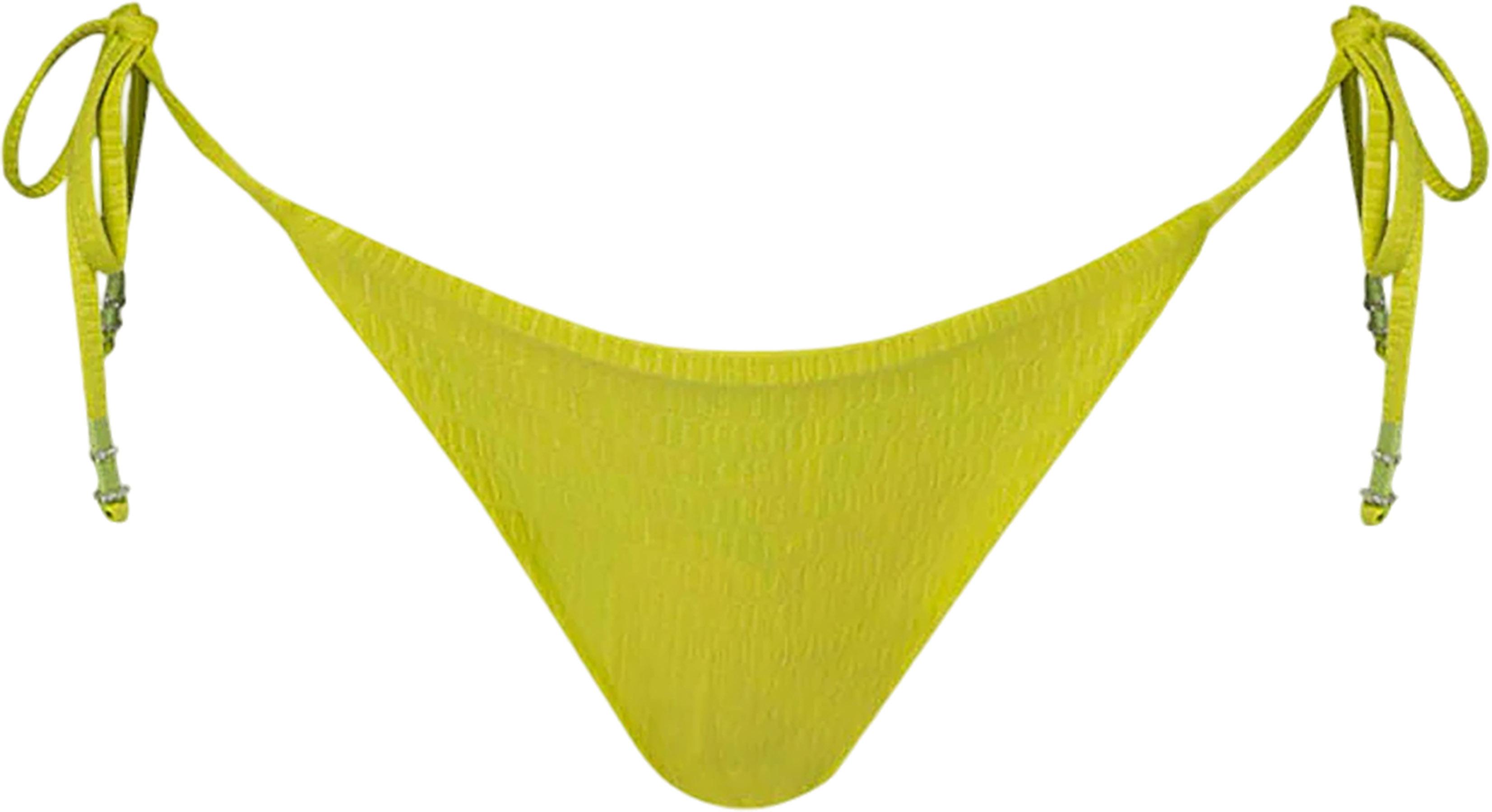 Numéro de l'image de la galerie de produits 3 pour le produit Bas de bikini taille basse nouée sur les côtés Sunning Lime Green - Femme