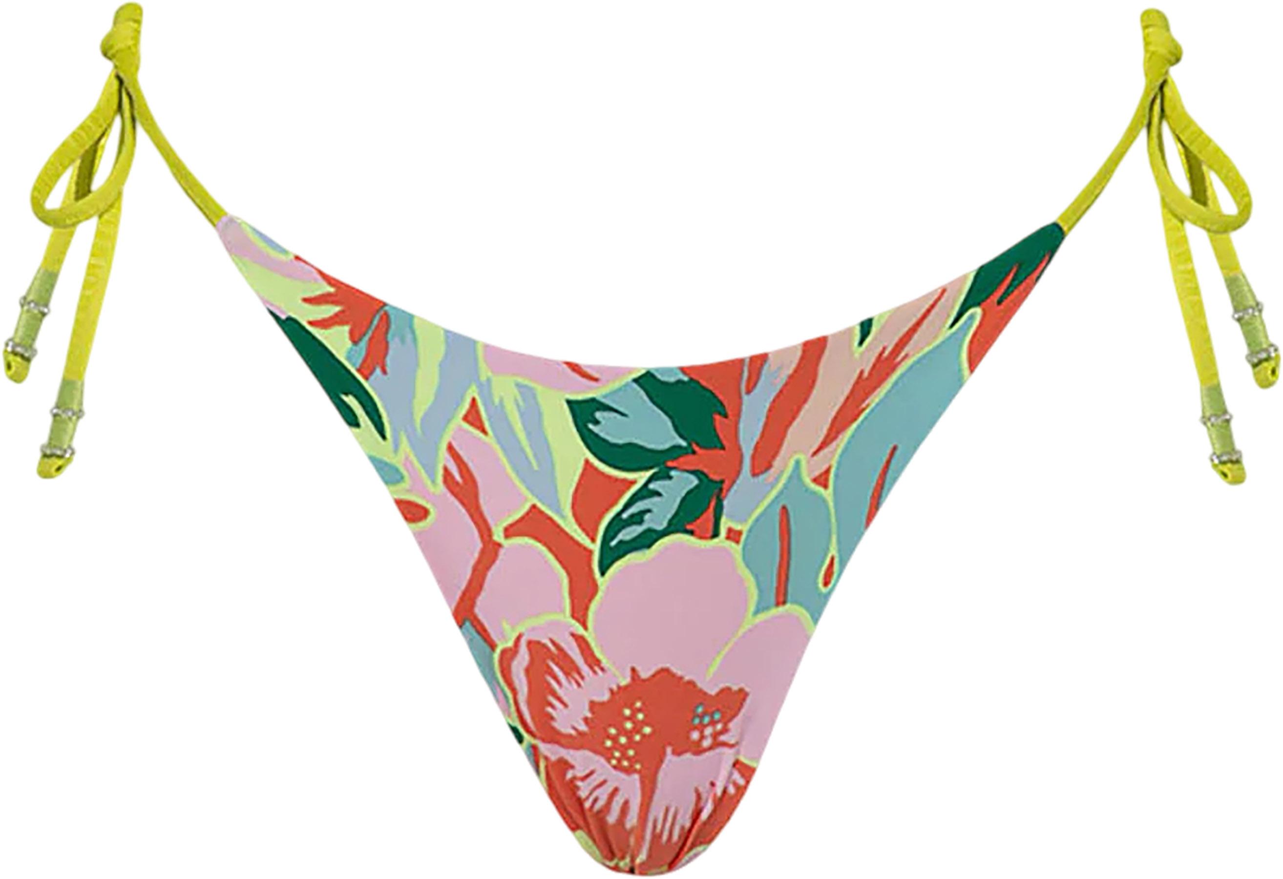 Numéro de l'image de la galerie de produits 4 pour le produit Bas de bikini taille basse nouée sur les côtés Sunning Lime Green - Femme