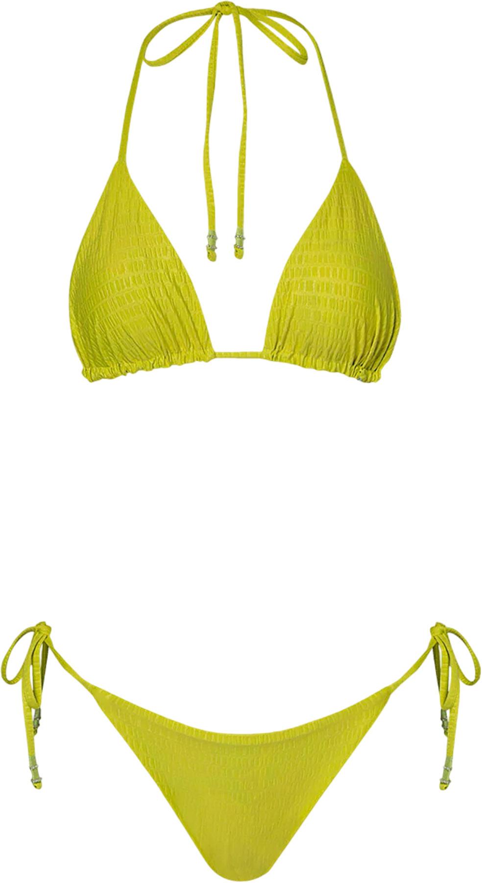 Numéro de l'image de la galerie de produits 1 pour le produit Bas de bikini taille basse nouée sur les côtés Sunning Lime Green - Femme