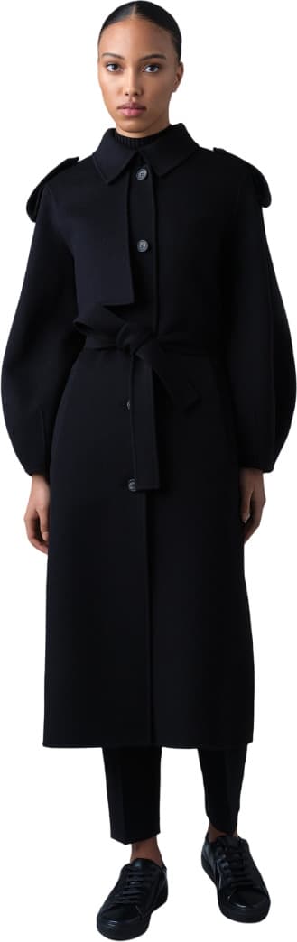 Product gallery image number 3 for product Ceyla Manteau en laine double face avec ceinture nouée - Femme