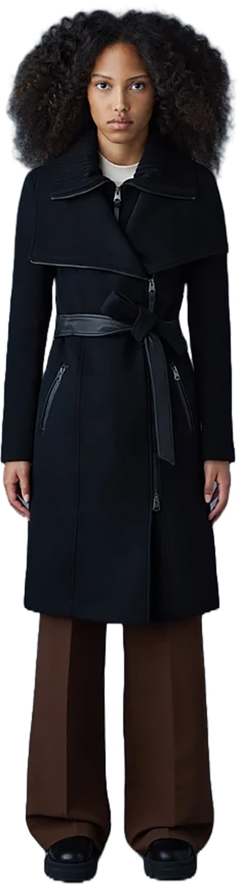 Product gallery image number 3 for product Nori 2-In-1 Double Face Wool Coat With Sash - Women's