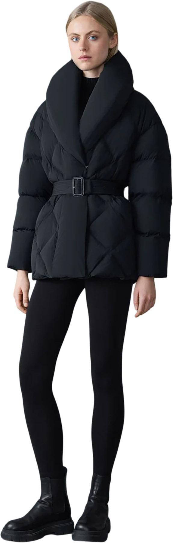 Product gallery image number 4 for product Olive Down Belted Jacket with Shawl Collar - Women's