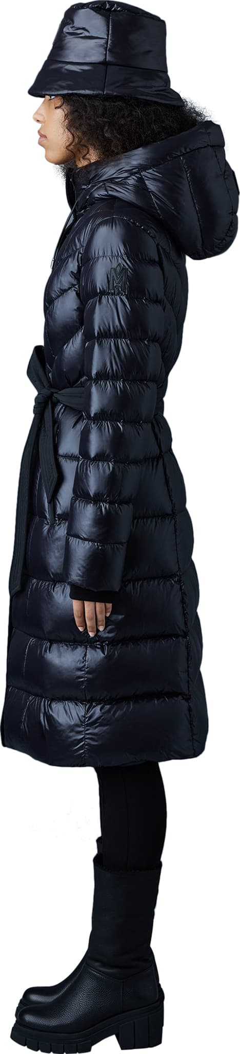 Product gallery image number 3 for product Coralia Light Down Coat with Hood and Sash Belt - Women's