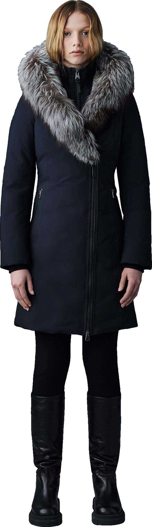Product image for Trish Down Coat with Silver Fox Fur Trimmed Collar and Hood - Women's