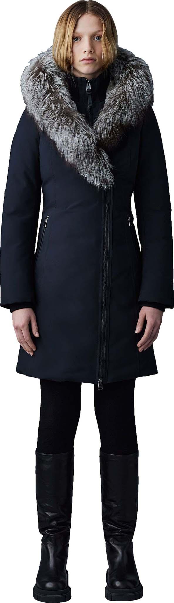Product gallery image number 1 for product Trish Down Coat with Silver Fox Fur Trimmed Collar and Hood - Women's