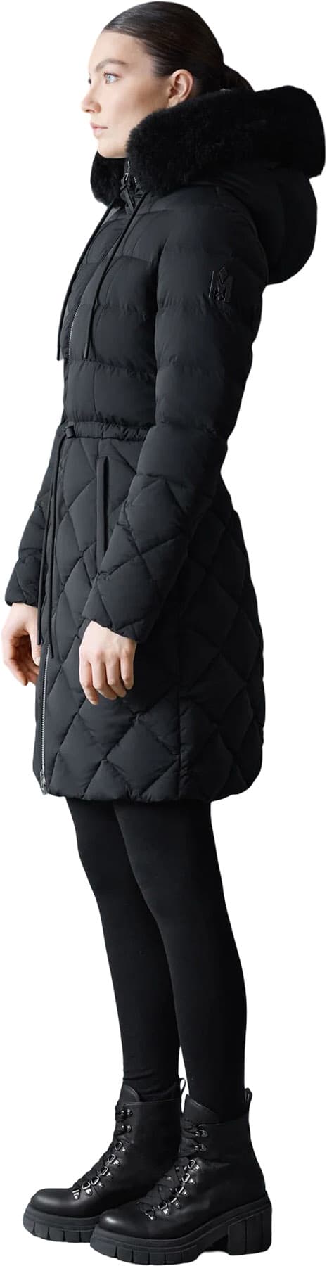 Product gallery image number 9 for product Xena-SH Diamond Quilted Down Coat with Fur Hood - Women's