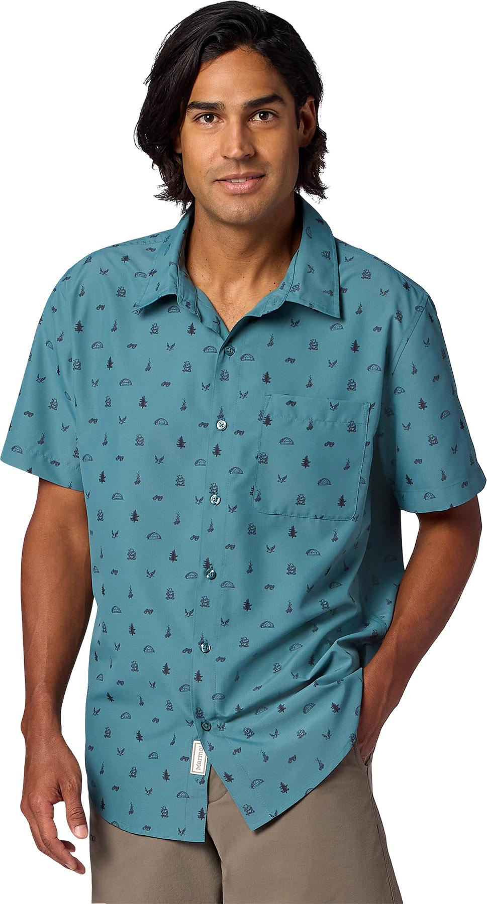 Product image for AirExchange UPF 40 Novelty Short Sleeve Collared Hiking Shirt - Men's