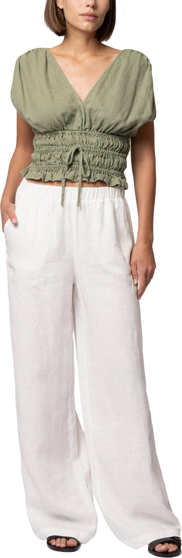 Product gallery image number 5 for product Pantalon à jambe large en lin - Femme