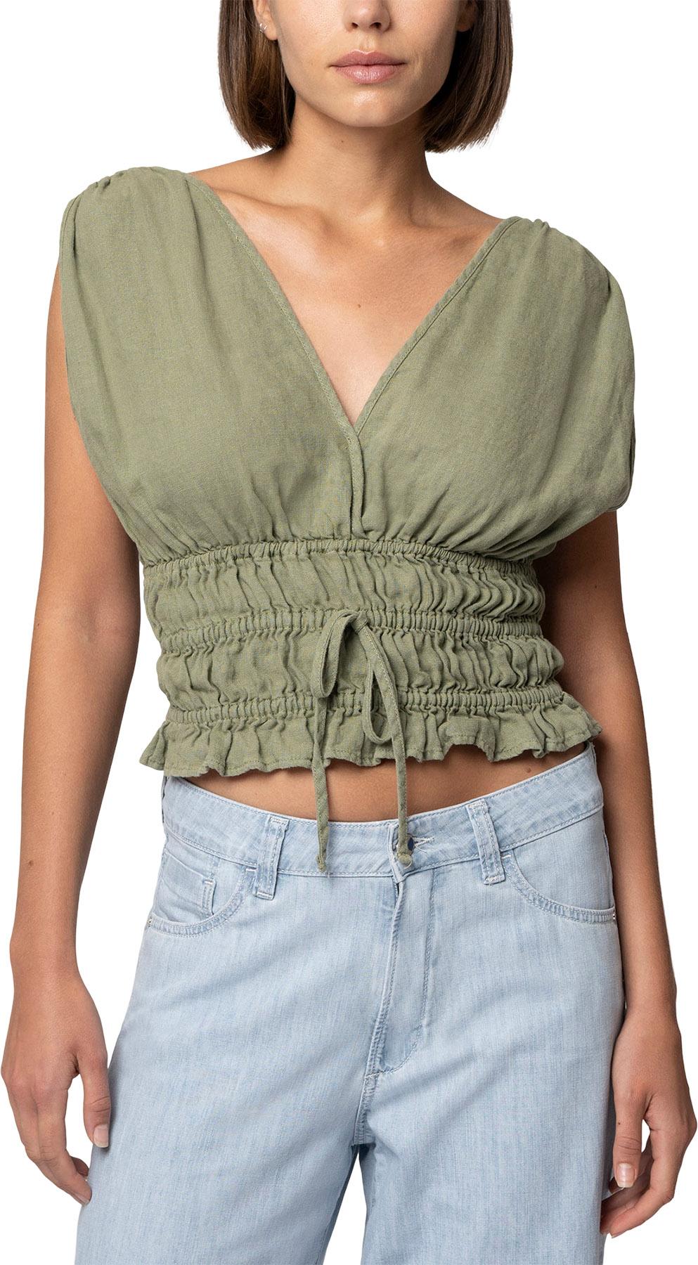 Image de produit pour Camisole en lin étagée à col en V - Femme
