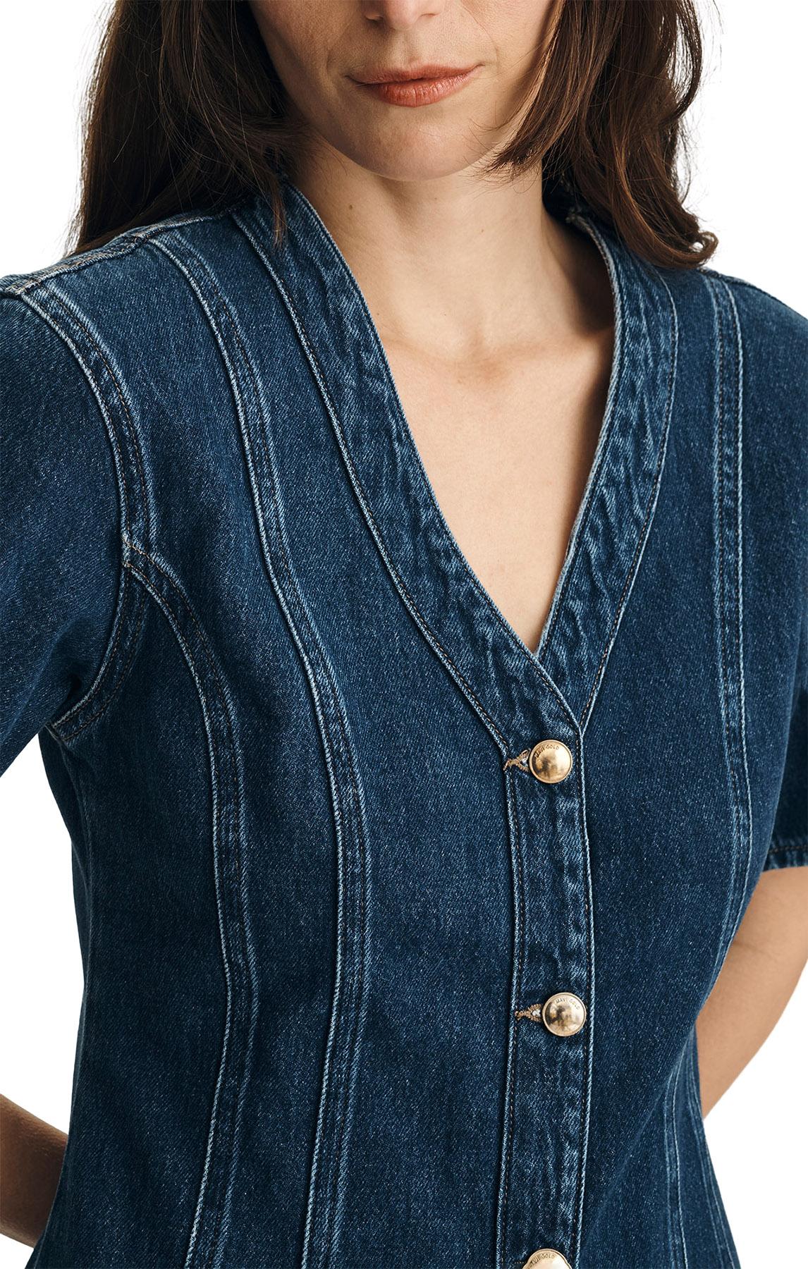 Product gallery image number 4 for product Kristy Short Sleeve Denim Mini Dress - Women's