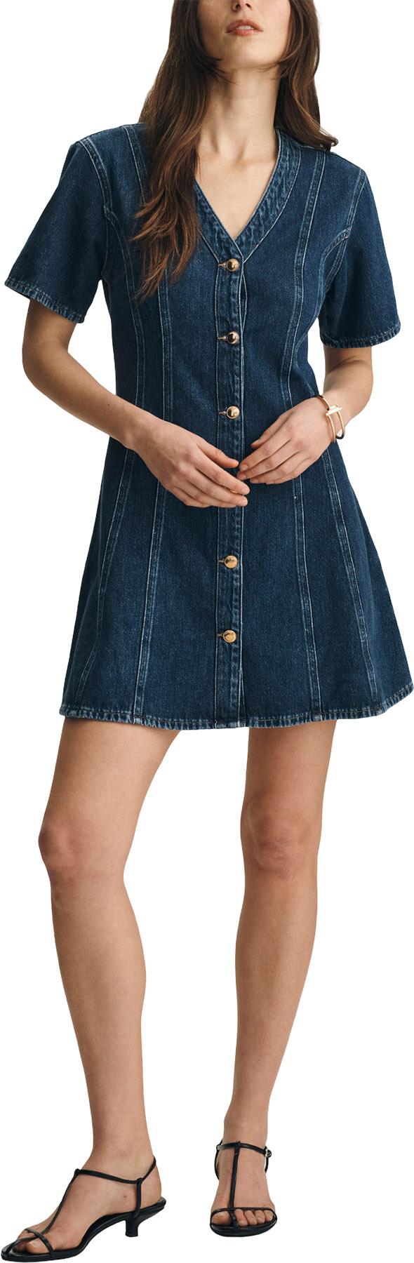 Product gallery image number 5 for product Kristy Short Sleeve Denim Mini Dress - Women's