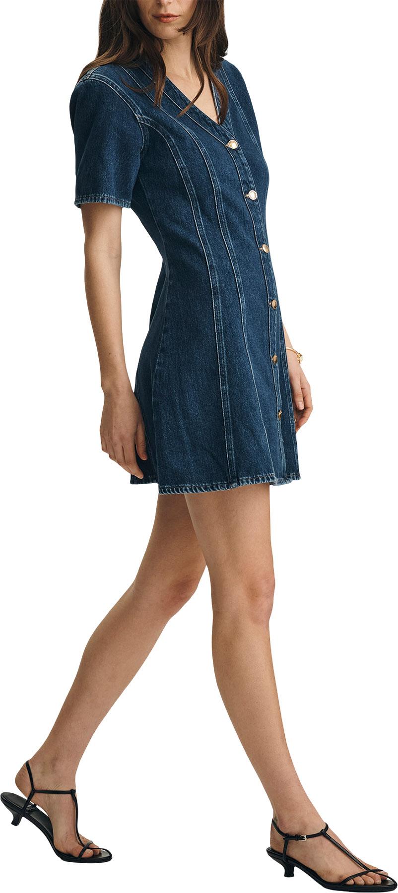 Product gallery image number 2 for product Kristy Short Sleeve Denim Mini Dress - Women's