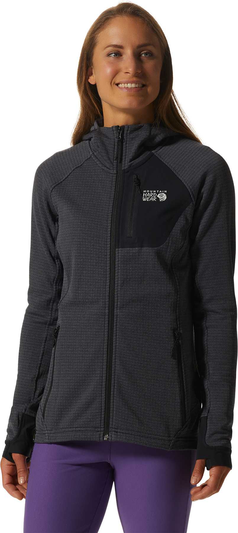 Image de produit pour Chandail à capuchon avec fermeture éclair Polartec® Power Grid - Femme