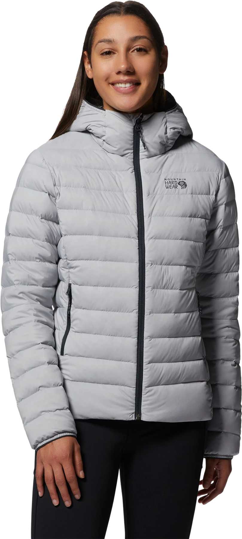 Image de produit pour Manteau à capuchon en duvet à glissière pleine longueur Deloro - Femme