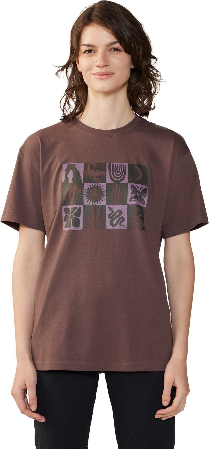 Image de produit pour T-shirt à manches courtes coupe carrée Desert Check - Femme