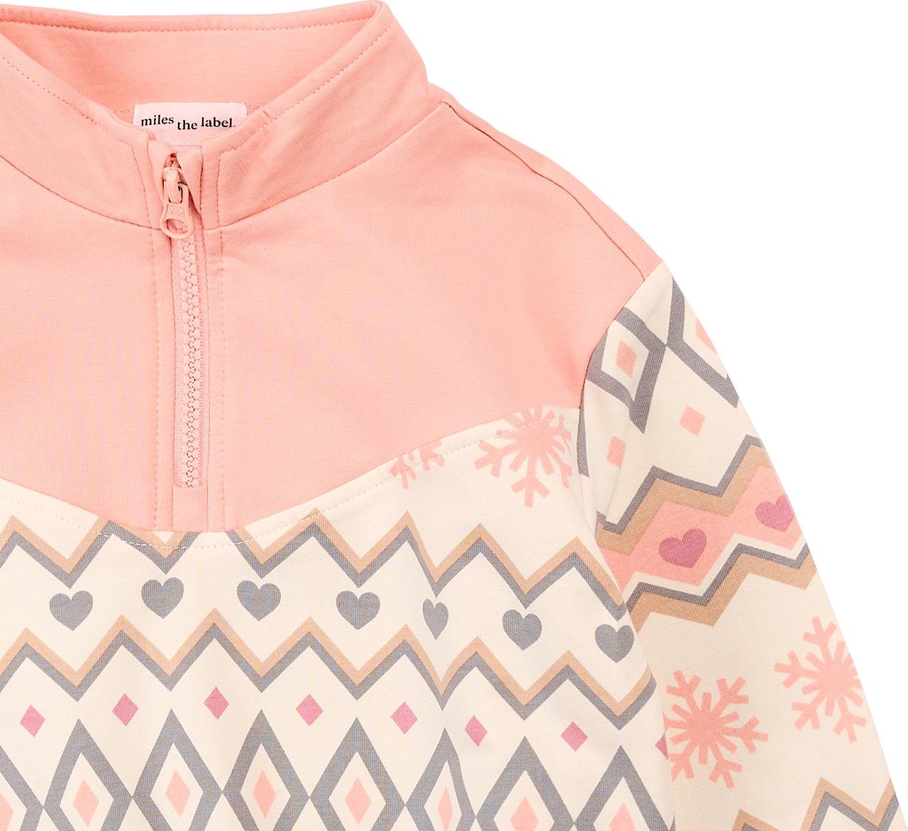 Product gallery image number 2 for product Chandail en molleton à demi-glissière Pink Fairisle - Fille