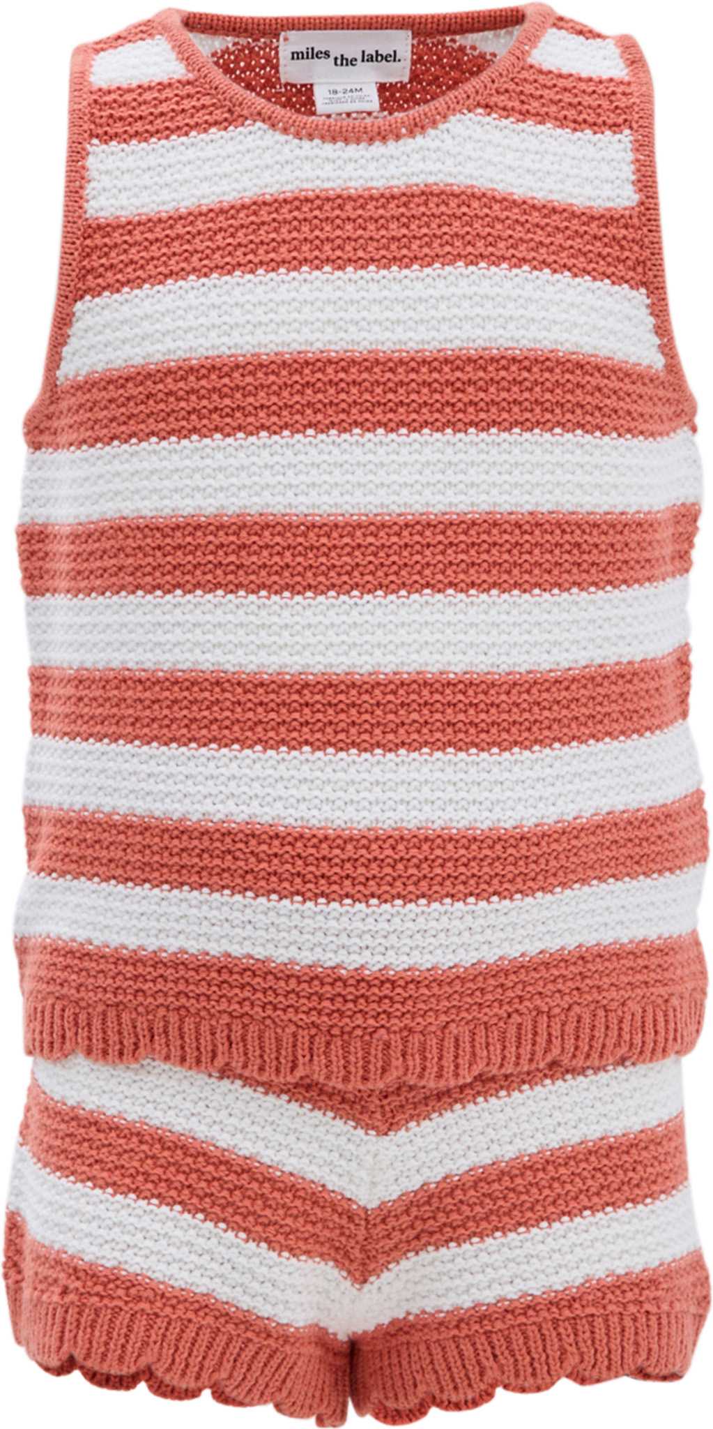 Image de produit pour Ensemble de shorts en tricot crocheté à rayures - Fille